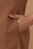 Coffee Brown Straight Cotton Kurta