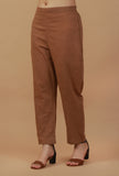 Coffee Brown Straight Cotton Pants
