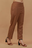Coffee Brown Straight Cotton Pants