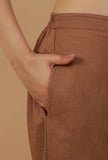 Coffee Brown Straight Cotton Pants
