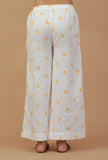 White Handblock Printed Cotton Palazzo