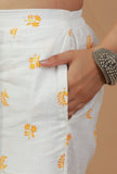 White Handblock Printed Cotton Palazzo