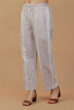 Lavender Striped Printed Cotton Straight Pants