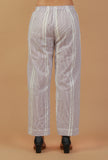 Lavender Striped Printed Cotton Straight Pants