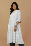 Handblock Printed White & Blue Cotton Kurta