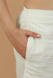 Solid White Straight Cotton Pants