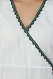 White & Green Block Printed Wrap Kurta