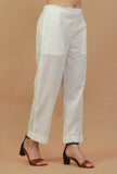 Classic White Cotton Straight Pants