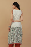 Off-White Sleeveless Block Printed Cotton Kurta