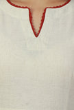 Off-White Sleeveless Block Printed Cotton Kurta