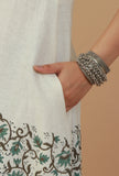 Off-White Sleeveless Block Printed Cotton Kurta