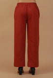 Rust Cotton Straight Pants