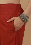 Rust Cotton Straight Pants