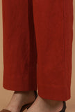 Rust Cotton Straight Pants