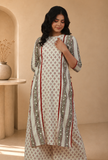 Off-White Block Printed Cotton Kurta
