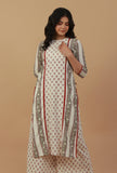 Off-White Block Printed Cotton Kurta