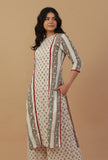 Off-White Block Printed Cotton Kurta