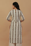 Off-White Block Printed Cotton Kurta
