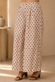 Off-White Block Printed Cotton Palazzo Pants
