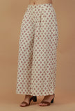 Off-White Block Printed Cotton Palazzo Pants
