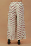 Off-White Block Printed Cotton Palazzo Pants