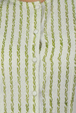 Set of 2: Ivory Olive Hand Block Printed Kurta & White Cotton Pant