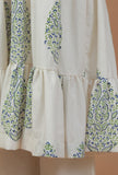 White Hand Block Printed Tiered Cotton Kurta
