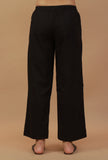 Set of 2: Printed Drawstring Kaftan Top with Solid Black Straight Pants
