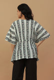 Printed Cotton Kaftan Top with Drawstring