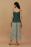 Lush Green Co-ord Set with Floral Printed Tie Up Wrap Skirt