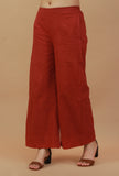 Rust Cotton Straight Pants