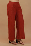 Rust Cotton Straight Pants