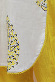 White Hand Block Printed Cotton Kurta with Yellow Motifs