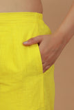 Solid Yellow Straight Cotton Pants