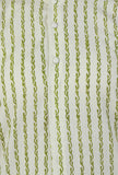 Set of 2: Green Striped Hand Block Printed Kurta with Solid White Pants