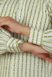 Green Striped Hand Block Printed Cotton Kurta