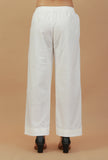 Solid White Straight Cotton Pants