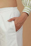 Solid White Straight Cotton Pants