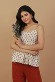 Ivory Hand Block Printed Cotton Peplum Top