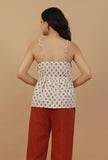 Ivory Hand Block Printed Cotton Peplum Top