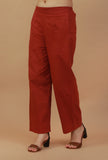 Rust Cotton Straight Pants