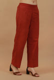 Rust Cotton Straight Pants