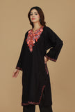 Black Floral Embroidered Phiran- Free Size
