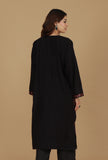 Black Floral Embroidered Phiran- Free Size