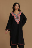 Elegant Black Kashmiri Aari Embroidered Phiran- Free Size
