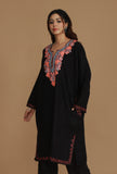 Elegant Black Kashmiri Aari Embroidered Phiran- Free Size