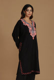Elegant Black Kashmiri Aari Embroidered Phiran- Free Size