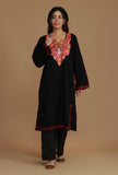 Black Kashmiri Phiran with Aari Embroidery- Free Size