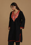 Black Kashmiri Phiran with Aari Embroidery- Free Size