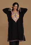 Vibrant Aari Embroidered Black Kashmiri Phiran- Free Size